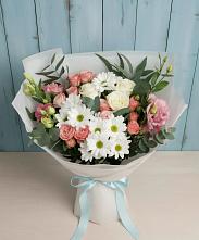 Букет цветов из:  Розы, Лизиантусы и Хризантемы в Поселок совхоза Сафоновский