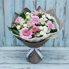 Букет цветов из:  Герберы, Альстромерии и Хризантемы #REPLACE_PRED# Поселок совхоза Сафоновский