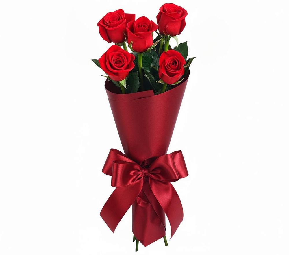Букет 5 Красных роз Эдлесс Лав в Поселок совхоза Сафоновский