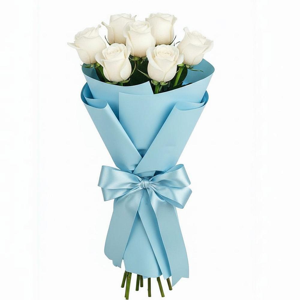 Букет 7 белых роз Проуд в Поселок совхоза Сафоновский