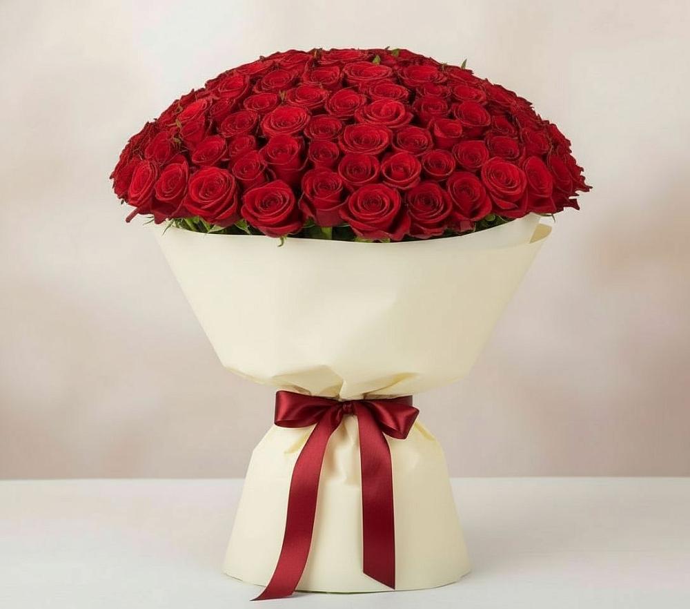 Букет 101 Красная роза Милано в Поселок совхоза Сафоновский