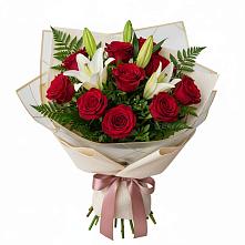 Букет цветов из:  Лилии и Розы в Поселок совхоза Сафоновский