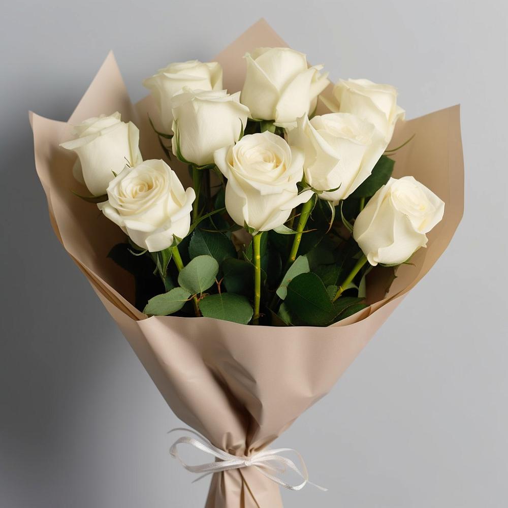 Букет 9 Белых роз Эдлесс Лав в Поселок совхоза Сафоновский