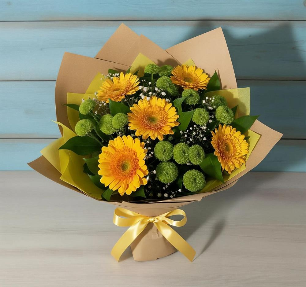 Букет цветов из: Герберы и Хризантемы в Поселок совхоза Сафоновский