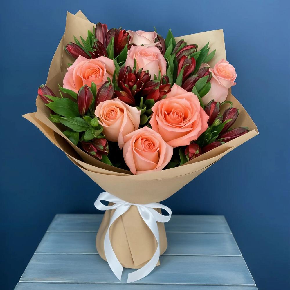 Букет цветов из: Розы и Альстромерии в Поселок совхоза Сафоновский