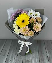 Букет цветов из:  Розы, Герберы и Хризантемы в Поселок совхоза Сафоновский