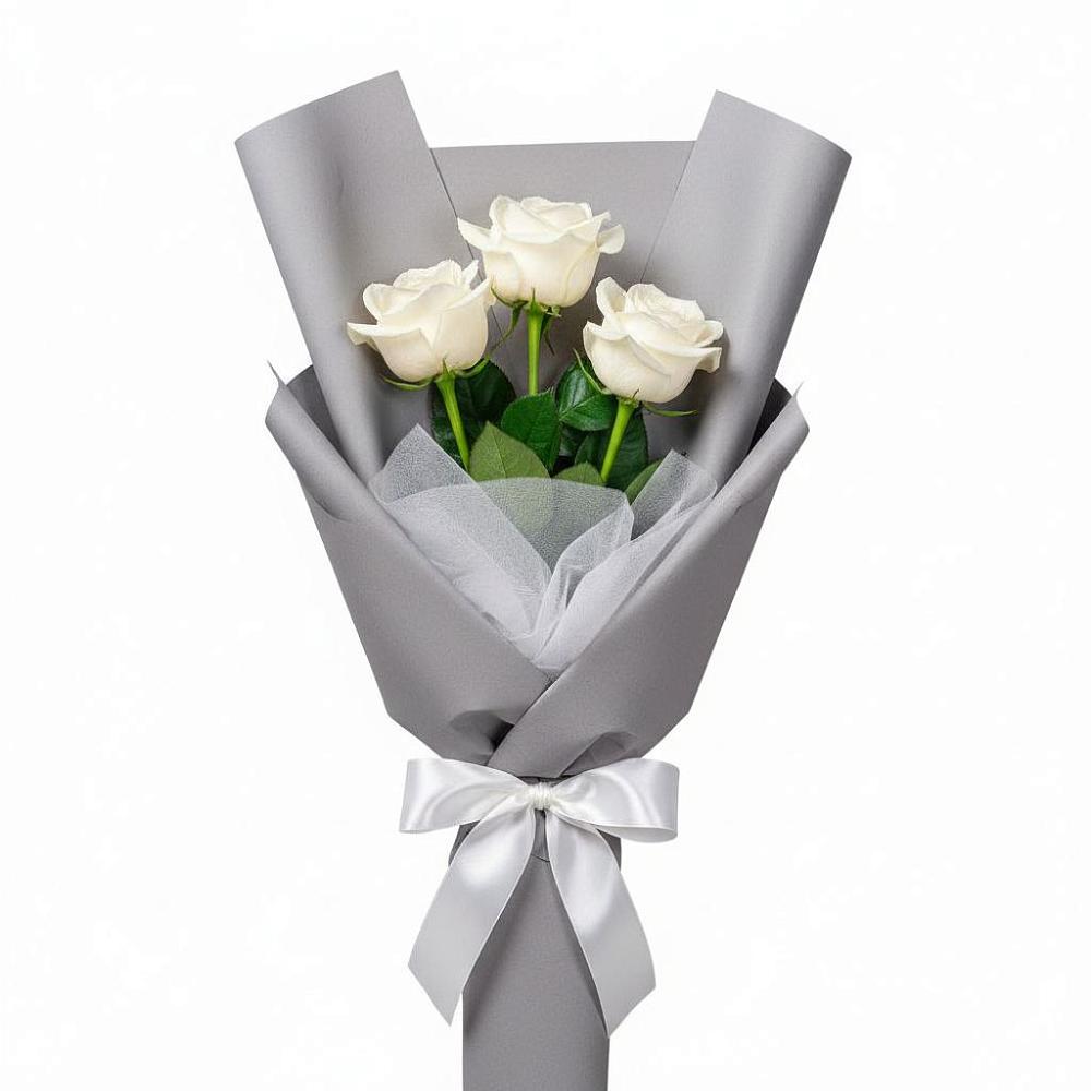 Букет 3 белые розы в Поселок совхоза Сафоновский