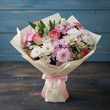 Букет цветов из:  Хризантемы, Альстромерии и Розы в Поселок совхоза Сафоновский