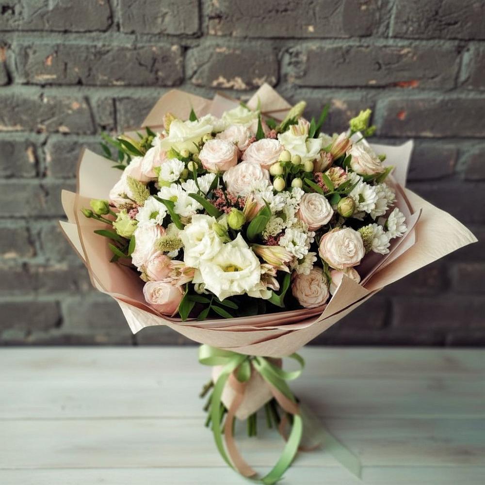 Букет цветов из: Альстромерии, Розы и Хризантемы в Поселок совхоза Сафоновский