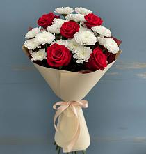 Букет цветов из:  Розы и Хризантемы в Поселок совхоза Сафоновский