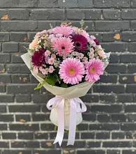 Букет цветов из:  Герберы и Хризантемы в Поселок совхоза Сафоновский
