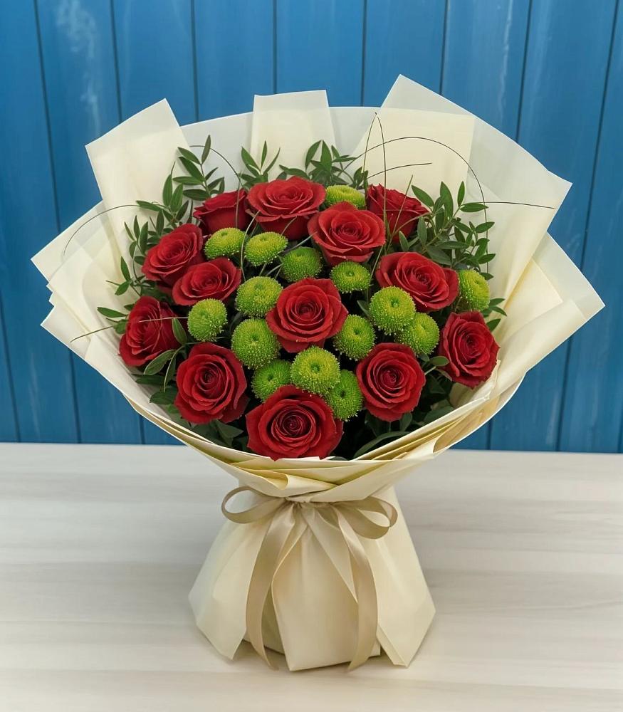 Букет цветов из: Розы и Хризантемы в Поселок совхоза Сафоновский